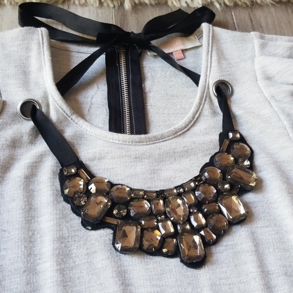 Miso Tunic Length Embellished Neck Ruffle Top - Picture 3 of 7